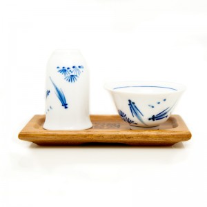 Blue and White Porcelain Tasting Cup+Fragrance Smelling Cup-2PCS Cup-set-Fishes Playing in Pond