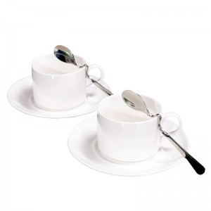 White Porcelain Single Coffee Cup Set-A