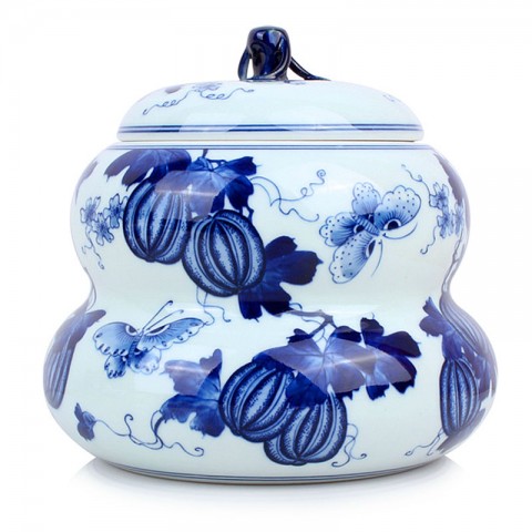 Blue and White Porcelain Caddy-Bottle Gourd