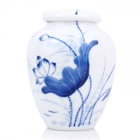 Blue and White Porcelain Caddy-Lotus Pond under the Moonlight Shadow