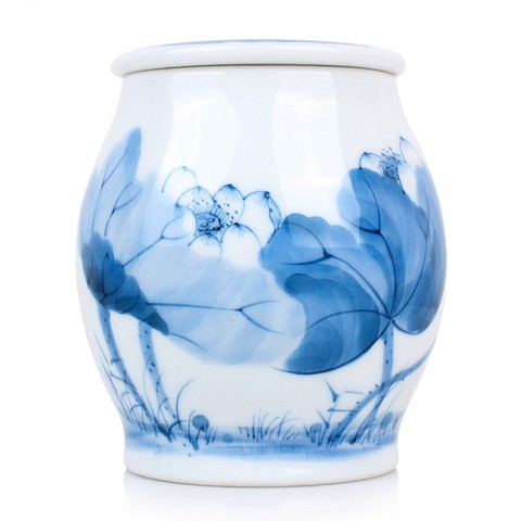 Blue and White Porcelain Caddy-Lotus in Cup