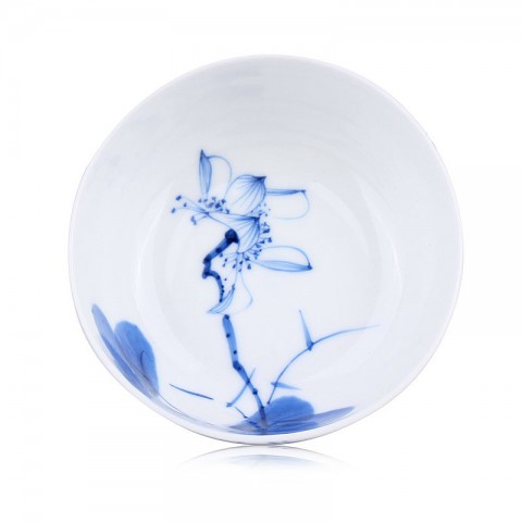 Blue and White Porcelain Cup-Like Lotus Saying