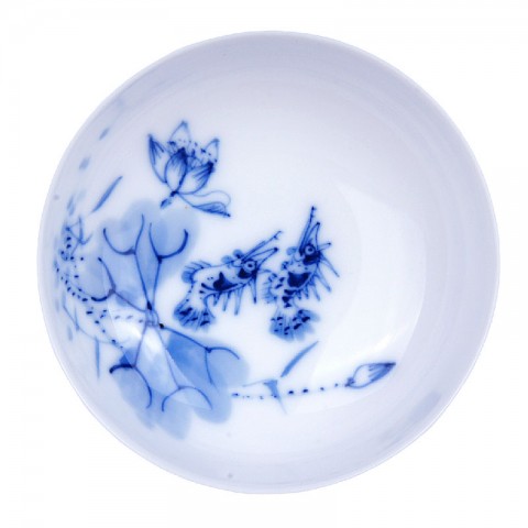 Blue and White Porcelain Cup-Mandarin Fish in Lotus Pond