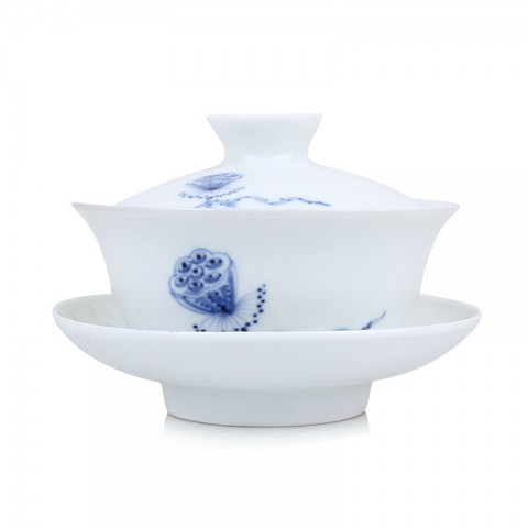 Blue and White Porcelain Gaiwan-Lotus Seedpod
