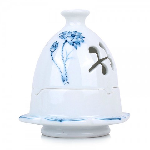 Blue and White Porcelain Incense Burner-Ancient Style Lotus