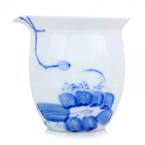 Blue and White Porcelain Serving Pitcher-Lotus Throne