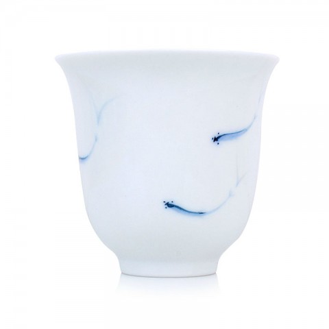 Blue and White Porcelain Standing Cup-Fishpond-Tall