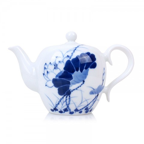 Blue and White Porcelain Tea Pot-Lotus in Full Bloom-B