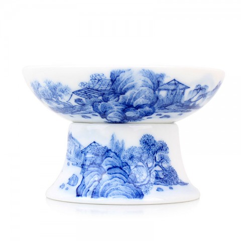 Blue and White Porcelain Tea Strainer-Pavilion at the Foot of the Mountain
