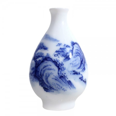 Blue and White Porcelain Vase-Farmhouse in High Mountain