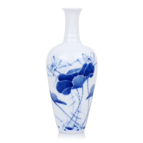 Blue and White Porcelain Vase-Likes Lotus Saying