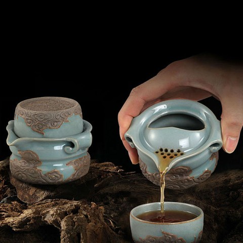 Mr.Zhang-Imperial Jade Glaze Pottery Quick Tea Set-Sea of Clouds