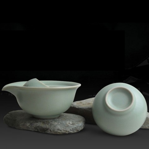Mr.Zhang-Ru Kiln Quick Tea Set-Lotus Leaf-Sky Cyan
