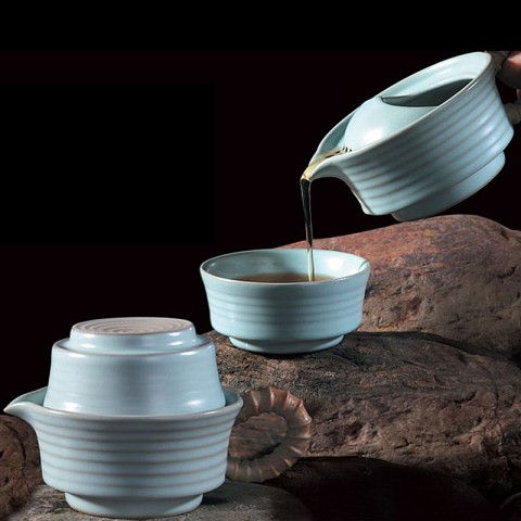 Mr.Zhang-Ru Kiln Quick Tea Set-Ripple-Sky Cyan