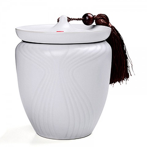 Ru Kiln Porcelain Tea Caddy-Mandarin Hat-Moonlight White
