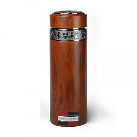 Stainless Steel Vacuum Insulated Tumbler with Purple Clay Liner inside-Rosewood Grain Coating