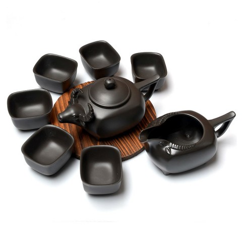 Zi Sha-Black Clay Tea Set-Buffalo-8 Items/Set