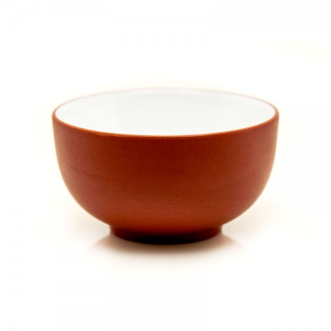 Zi Sha-Red Clay Tea Cup White Glaze inside-Moon Pool-35ml
