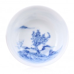 Blue and White Porcelain Cup-Old Tree