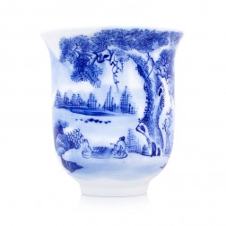 Blue and White Porcelain Cup-Playing Chess