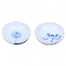 Blue and White Porcelain Cup Set-2PCS-Lotus-G