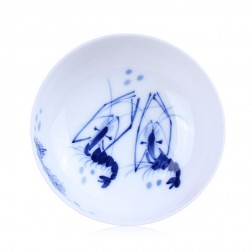 Blue and White Porcelain Cup-Shrimps 