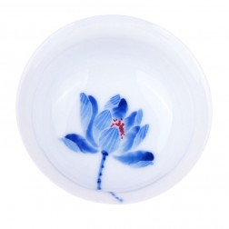 Blue and White Porcelain Cup-Underglaze Red-Lotus