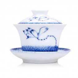Blue and White Porcelain Gaiwan-Lotus in Moon River