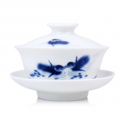 Blue and White Porcelain Gaiwan-Mandarin Duck Couple