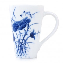 Blue and White Porcelain Mug-Lotus in Full Bloom