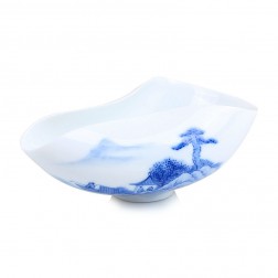 Blue and White Porcelain Tea Holder-Pavilion behinds the Rock