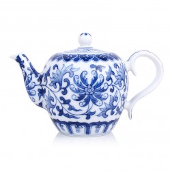 Blue and White Porcelain Tea Pot-Adenium Vine