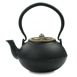 Cast Iron Kettle with Copper Lid and Silver Knob-High-temperature Oxidation-Dotted Bulb