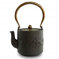 Cast Iron Kettle with Copper Lid, Handle and Knob-High-temperature Oxidation-Dragon's Orb