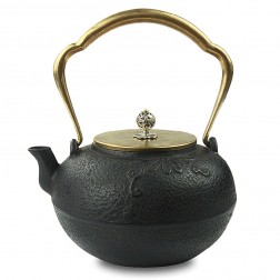 Cast Iron Kettle with Copper Lid, Handle and Silver Knob-High-temperature Oxidation-Daisy