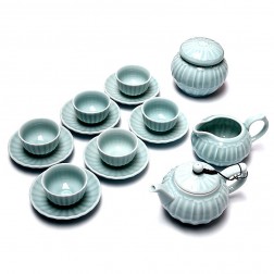 Celadon Porcelain Tea Set-Pleated Skirt-15 Items/Set