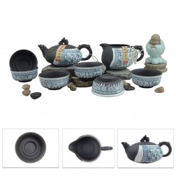 Mr.Zhang-Black Pottery Tea Set-Spring Garden-8 Items/Set