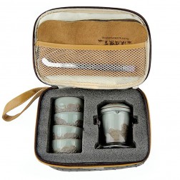 Mr.Zhang-Imperial Jade Glaze Pottery and Glass Portable Tea Set-Flowing Water