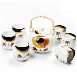 Porcelain Tea Set-Matte Glaze-Grape-7 Items/Set