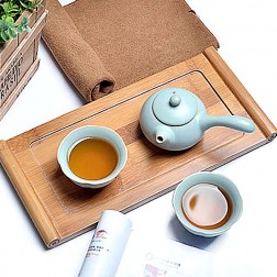 Ru Kiln Porcelain Tea Pot Set-Ingenuity-Sky Cyan-5 Items/Set