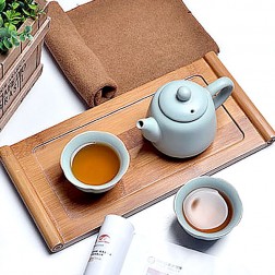 Ru Kiln Porcelain Tea Pot Set-The Holy Ethics-Sky Cyan-5 Items/Set