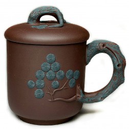 Zi Sha-Purple Clay Mug with Cover-Evergreen Pine
