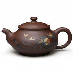 Zi Sha-Purple Clay Tea Pot-260ML-Slip Decoration-Peach