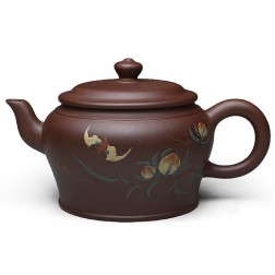 Zi Sha-Purple Clay Tea Pot-280ML-Slip Decoration-Peach