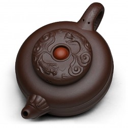 Zi Sha-Purple Clay Tea Pot-450ML-Double Dragon Playing a Ball 