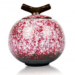 Fambe-Transmutation Glaze Pottery Tea Caddy-Sakura-Large