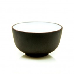 Zi Sha-Purple Clay Tea Cup White Glaze inside-Moon Pool-35ml 