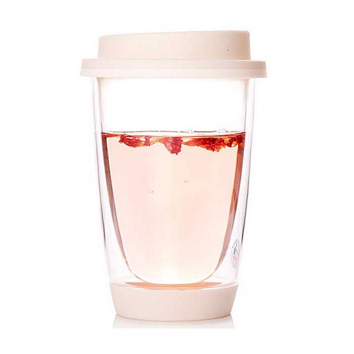 Double-wall Glass Cup with Glass Tea Strainer-Best Tea Mate