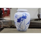 Blue and White Porcelain Caddy-Likes Lotus Saying