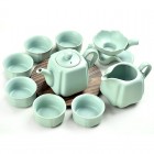 Ru Kiln Porcelain Tea Pot Set-Old School-Sky Cyan-10 Items/Set 